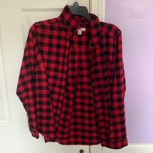 red and black checkered flannel, size medium, never worn